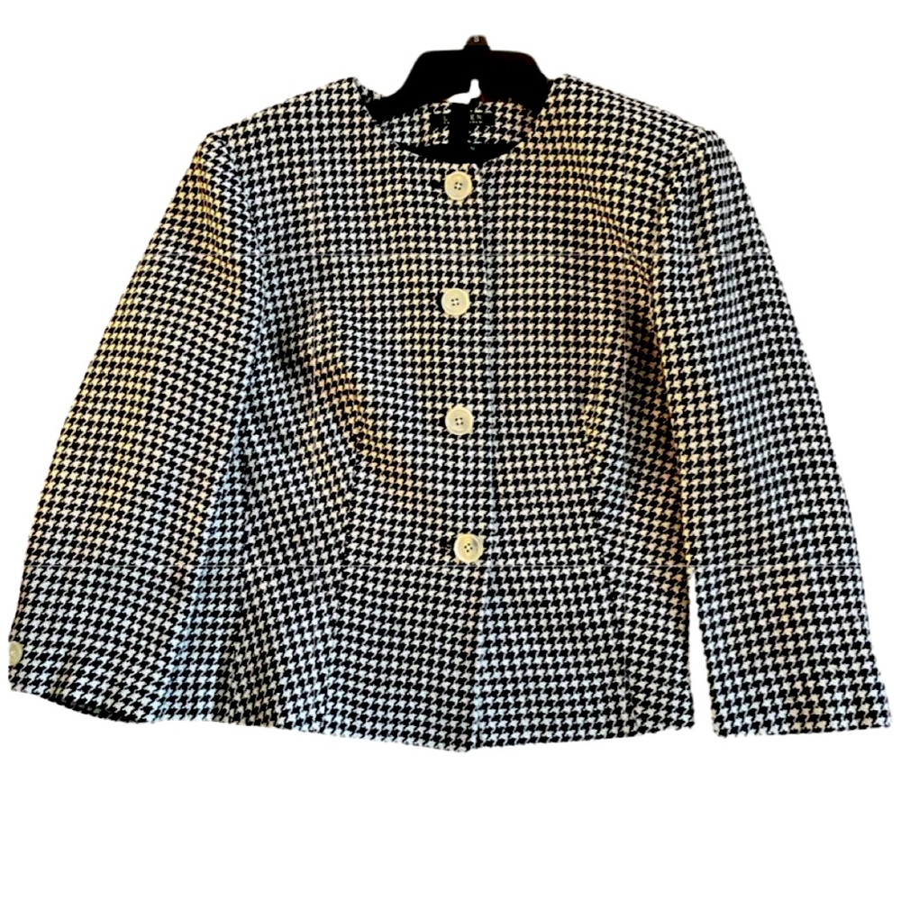 Lauren Ralph Lauren Black and White Houndstooth Blazer